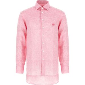 Etro, Heren, Overhemden, Roze, Maat: L Linnen,
