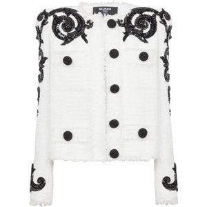 Balmain Paisley tweed jasje , White , Dames , Maat: XS