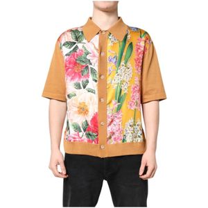 Dolce & Gabbana - Collared Neck T-shirt - Bruin - Korte Mouwen