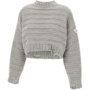 MM6 Maison Margiela, Dames, Truien, Grijs, Maat: XS Wol,