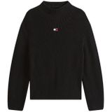 Tommy Jeans - Zwarte Katoenen Trui met Mock Hals - Dames - Vesten