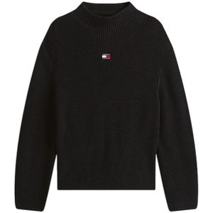 Tommy Jeans - Zwarte Katoenen Trui met Mock Hals - Dames - Vesten