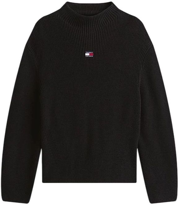 Tommy Jeans - Zwarte Katoenen Trui met Mock Hals - Dames - Vesten