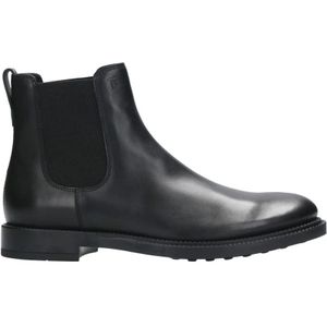 Tod's Zwarte Leren Chelsea Laarzen voor Heren , Black , Heren , Maat: 44 EU