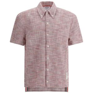 Thom Browne - Overhemd - Veelkleurig - Linnen - Klassiek Gesneden Korte Mouwen