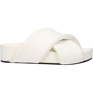 Jil Sander - Witte Leren Slippers - Muiltjes - Vintage Effect