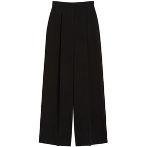 Max Mara, Dames, Broeken, Zwart, Maat: 2XL Poliester,