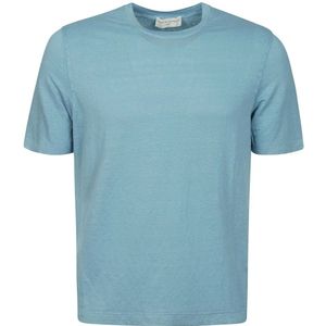 Filippo De Laurentiis, Heren, Tops, Blauw, Maat: XL Linnen,