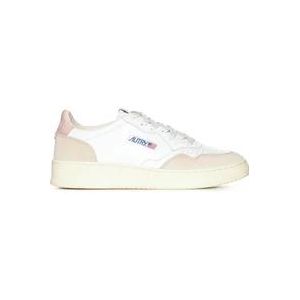 Autry Witte Leren Lage Sneakers met Roze , White , Dames , Maat: 37 EU