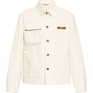Versace, Heren, Jassen, Beige, Maat: L Denim,