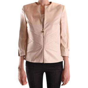 Elisabetta Franchi, Dames, Jassen, Beige, Maat: XL Leer,