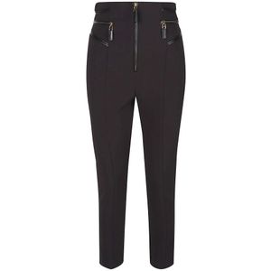 Elisabetta Franchi, Dames, Broeken, Zwart, Maat: M Leer,