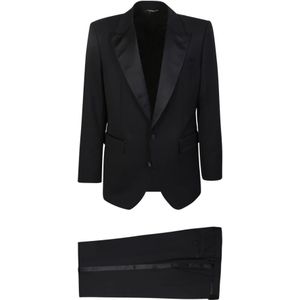 Dolce & Gabbana, Heren, Pakken, Zwart, Maat: L Zijde,
