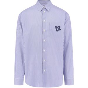 Dsquared2, Heren, Overhemden, Blauw, Maat: M Katoen,