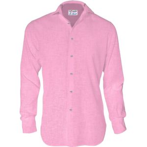 MC2 Saint Barth, Heren, Overhemden, Roze, Maat: L Linnen,