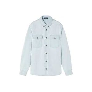 Versace Bleach Treatment Blauw Shirt , Blue , Heren , Maat: L