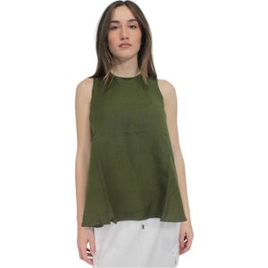 Sun68, Dames, Tops, Groen, Maat: M Linnen,