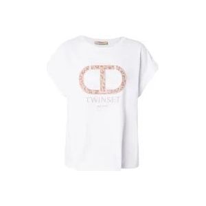 Twinset Wit Logo Oval T-shirt , White , Dames , Maat: S