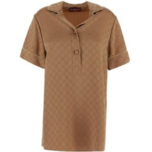 Gucci, Dames, Tops, Bruin, Maat: S Satijn,