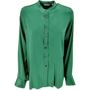 Caliban, Dames, Blouses & Shirts, Groen, Maat: 2XL Zijde,