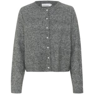KAREN BY SIMONSEN - Gebreid Vest - Grijs Gemêleerd - Normale Pasvorm