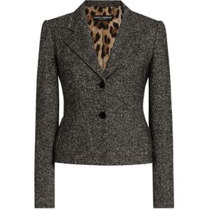 Dolce & Gabbana, Dames, Jassen, Grijs, Maat: S Polyamide,