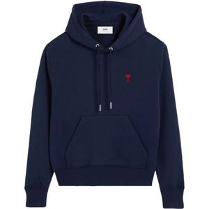 Ami Paris, Heren, Sweatshirts & Hoodies, Blauw, Maat: 2XL