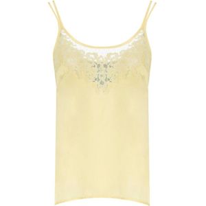 Twinset - Mouwloze Top - Zacht Viscose - Geborduurde Halslijn - Transparante Tule