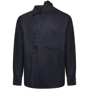 Jacquemus, Heren, Overhemden, Blauw, Maat: S Flanel,