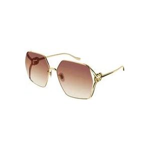 Gucci Goud/Roze Getinte Zonnebril , Yellow , Dames , Maat: 64 MM