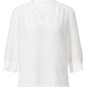 Marc Cain - Flowing Mixed Material Blouse Shirt - Wit - Overhemden