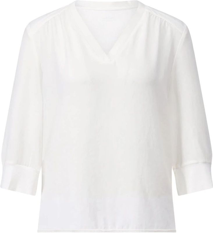 Marc Cain - Flowing Mixed Material Blouse Shirt - Wit - Overhemden