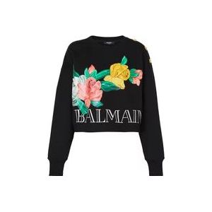 Balmain Vintage sweatshirt met rozenprint , Black , Dames , Maat: S
