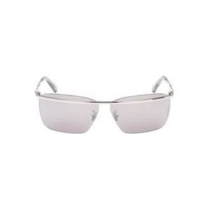 Moncler Wraparound Zilveren Zonnebril voor Vrouwen , Gray , Dames , Maat: 67 MM