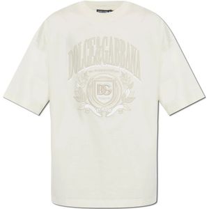 Dolce & Gabbana - T-shirt met Logo - Beige - Heren - Katoen