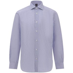 Boggi Milano - Gestreept Overhemd - Blauw - Katoen - Windsor-kraag - Regular Fit