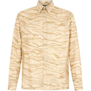 Roberto Cavalli, Heren, Overhemden, Beige, Maat: M Zijde,