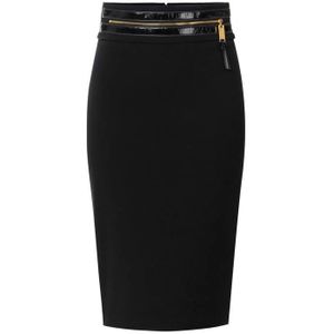 Elisabetta Franchi, Dames, Rokken, Zwart, Maat: M Leer,