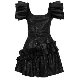 Philipp Plein, Dames, Jurken, Zwart, Maat: XS Leer,