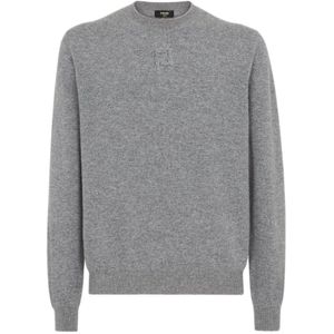 Fendi, Heren, Truien, Grijs, Maat: S Wol,