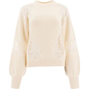 Elie Saab, Dames, Truien, Wit, Maat: S Wol,