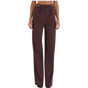 Elisabetta Franchi, Dames, Broeken, Bruin, Maat: S Leer,