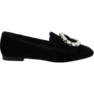 Dolce Gabbana - Loafers - Zwart - Fluweel met Kristallen - Leren Zool