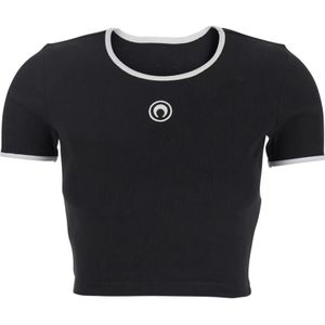 Marine Serre, Dames, Tops, Zwart, Maat: S Katoen,