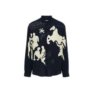 Jacquemus Paardenprint Overhemd , Blue , Heren , Maat: M