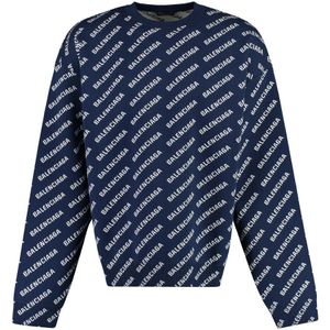 Balenciaga Logo Jacquard Trui , Blue , Heren , Maat: M