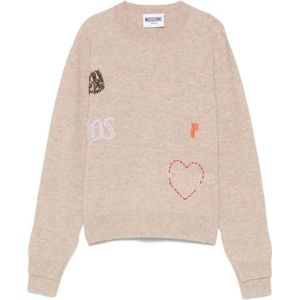 Moschino, Dames, Truien, Beige, Maat: M Wol,