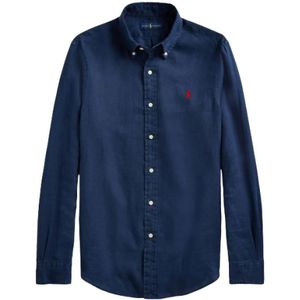 Polo Ralph Lauren, Heren, Overhemden, Blauw, Maat: 2XL Linnen,
