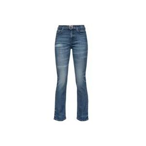 Pinko Bootcut jeans with Love Birds belt , Blue , Dames , Maat: W31