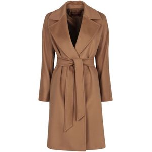 Max Mara Studio, Dames, Mantels, Bruin, Maat: 3XS Wol,